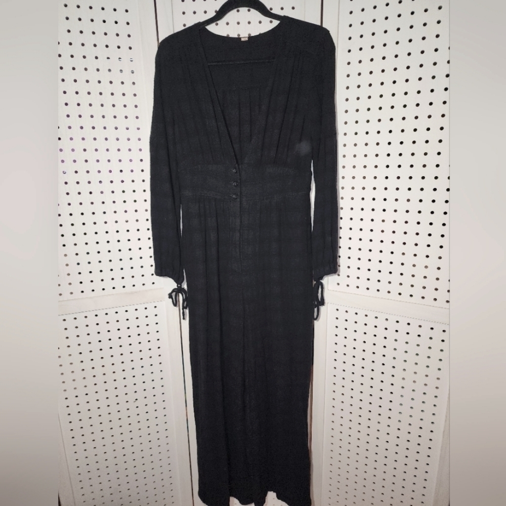 Free People True Lovin One-piece Jumpsuit Linen Black S